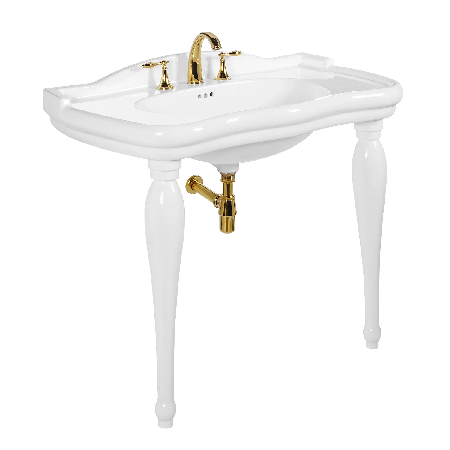 43 inch console sink, bathroom console sink with solid wood spindle legs, MB-2075C3, made by meilong ceramics